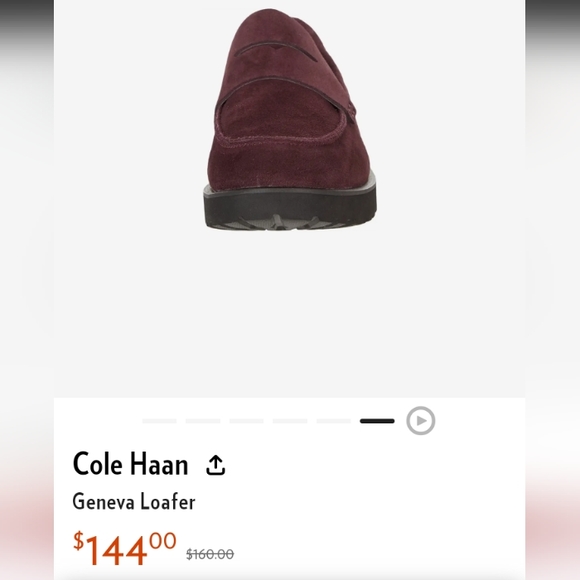 NWT Cole Haan 'Geneva' Waterproof Suede Penny Loafer in Pinot Angora Suede Sz.8B - Picture 16 of 16